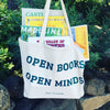 Open Books Open Minds Canvas Tote Collegiate Edition