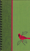 (Graphic Only) Two tone green cover with a red stripe, Cardinal on a branch of Holly