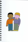 (Graphic Only) White Cover two kids one black, one pink, standing with their arms around each other