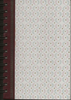 (Graphic Only) Dark binding, off white cover with repeating pattern of pink and blue half circles with +