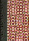 (Graphic Only) Black binding with repeating pattern of dark yellow crosses on red background