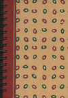 (Graphic Only) Dark cream cover red binding with repeating pattern of green and dark red  dots