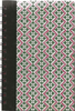 (Graphic Only) White cover black binding with repeating pattern of pink zigzags and green four pointed crosses