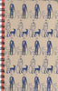 (Graphic Only) Tan Cover and Red Binding with Repeating Blue Images of a Person and a Dog