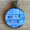 Book Lover Necklace -- DATE DUE (blue) May 15 / May 15 / Y 2