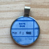 Book Lover Necklace -- DATE DUE (blue) May 01 1990