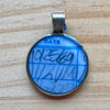 Book Lover Necklace -- DATE (blue) October 25 1989 / November 20 1990 / 1 - 27 - 9 (all in pencil)