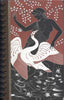 (Graphic Only) Red Cover and Brown Binding with Greco-Roman Imagery of a Bird and a Person Surrounded by Nature