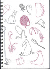 (Graphic Only) White Cover with Black and Purple Sketches of Creatures and Items