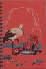 (Graphic Only) Red Cover with Image of a Stork and a Fox Around a Saucer